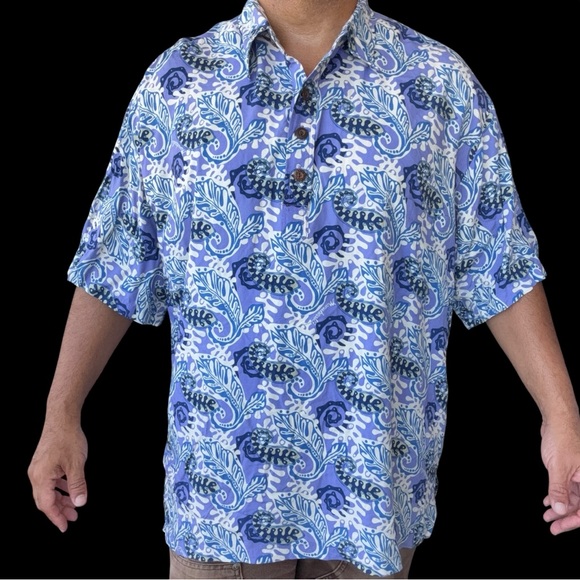 Vintage Manuhealii white tag Pullover Men’s shirt rayon 2XL paisley print - Picture 2 of 6